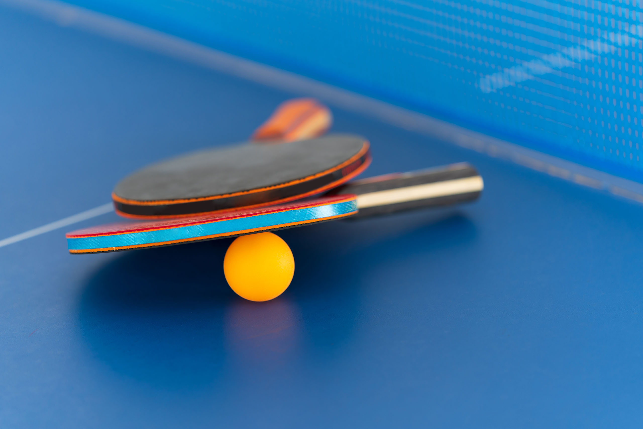 Table tennis racket and ball, Indoor sport activity